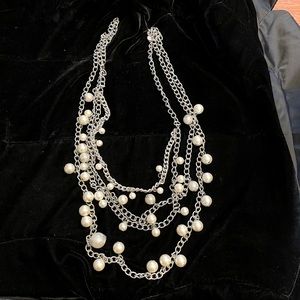 Simply vera multistrand chain/ pearl long necklace